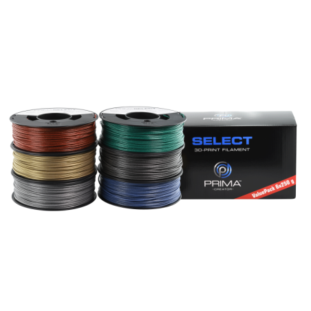 PrimaSelect PLA - 1.75mm - 6 x 250 g - Metallic Pack (Red, Green, Blue, Silver, Gold, Grey)