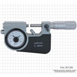 Ārējie mikrometri ar smalku rādītāju, 0 - 25 mm