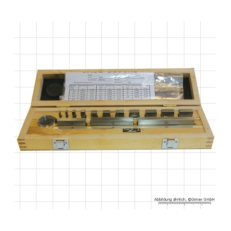 Mērinstrumentu bloku testa komplekts mikrometriem, 12 gab., ar plakanu stiklu