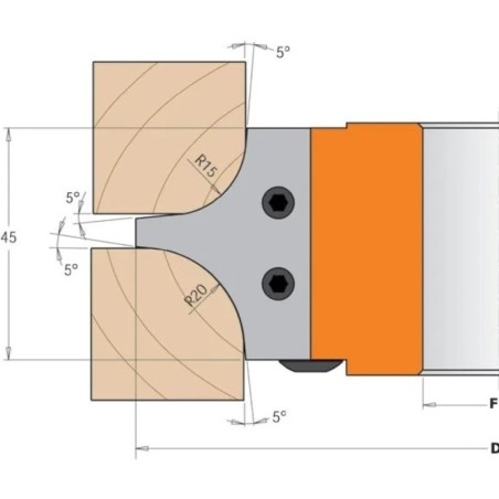 CMT Profilnazis frēzei for C694004 - Pair of Knives R-15+20 mm