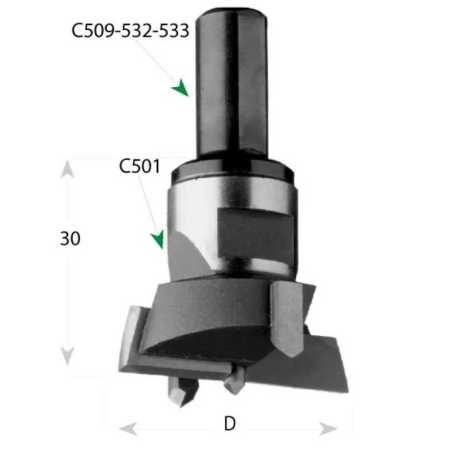 C501 Interchangeable Boring Bit - D20 L30 HW R