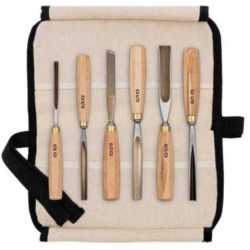 Carving Tools, 6-Piece Set, in Cotton Tool Roll