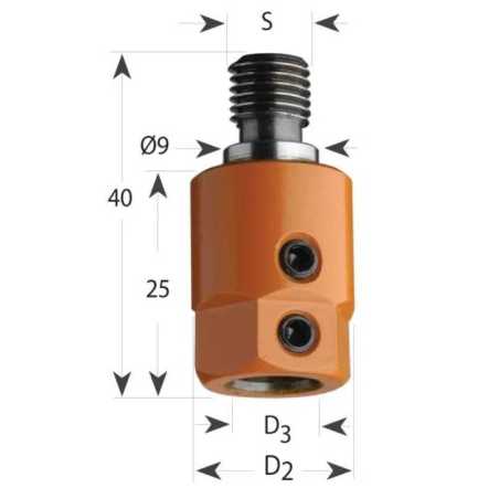 for Drill S8, D16x25x40 M8 RH