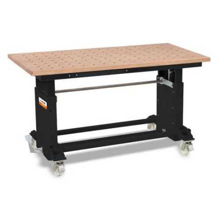 Work and assembly table with beech multiplex perforated grid plate AMT 500 BL