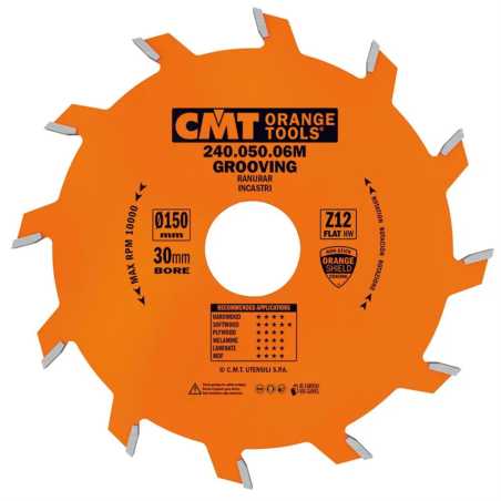 CMT Orange Industrial Grooving Saw Blade - D150x2 d30 Z12 HW