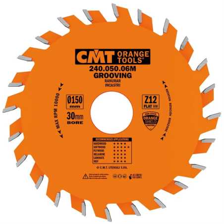 CMT Orange Industrial Grooving Saw Blade - D150x3 d35 Z12 HW