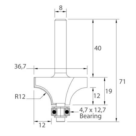 R12 D36,7x19 L71 S-8 HW